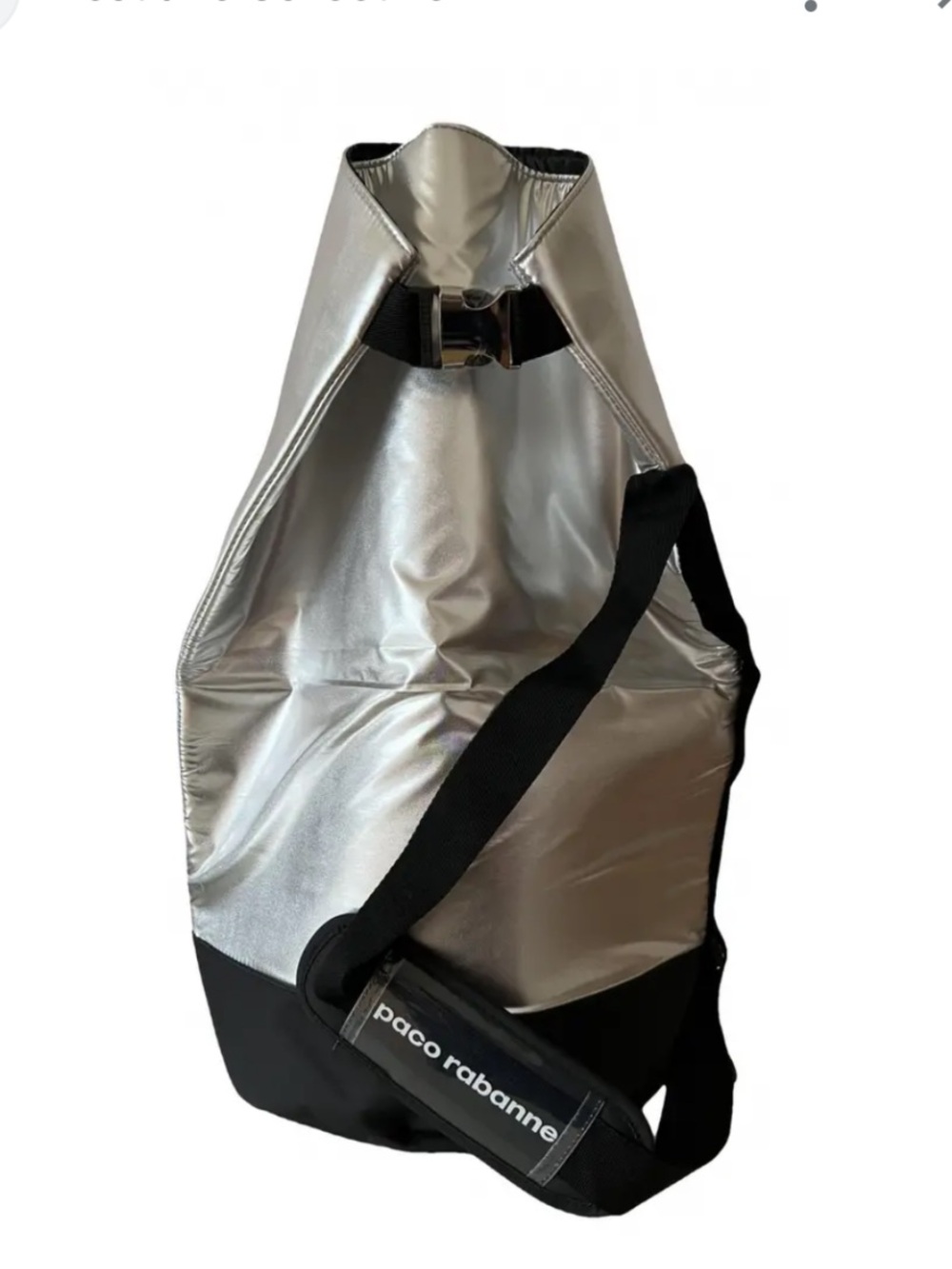 Paco Rabanne Silver and Black Messenger Sling Bag NEW